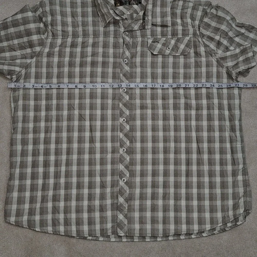 Realtree Brown Plaid Shirt Men's 2XL Button Front Short Sleeves